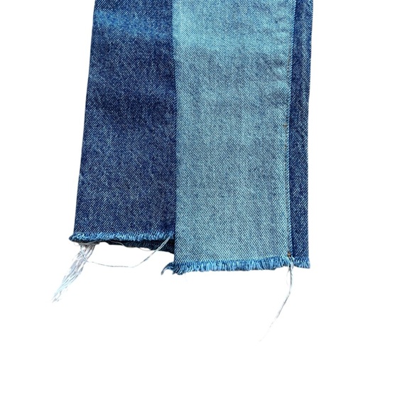 Levi’s 501 Two-Tone Patchwork Jeans W25 L30 High Rise Straight Leg Raw Hem Y2K - Picture 4 of 16